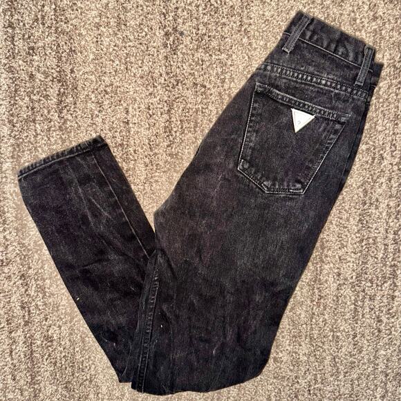Vintage GUESS Black Denim Washed Straight Leg Jeans Size 30 - Picture 1 of 12